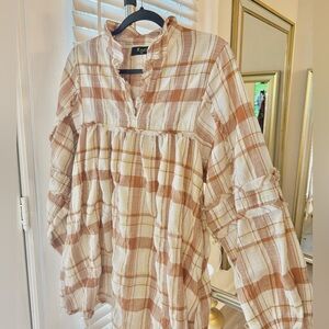 Plaid Ruffle Blouse